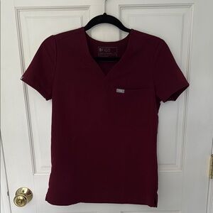 Figs Burgundy One Pocket Scrub Top